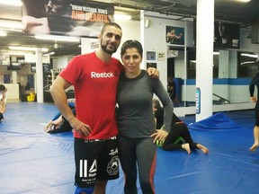 UFC fighter Randa Markos (right) with Firas Zahabi (left), head coach of Tristar Gym in Montreal, where Markos has moved to train full-time.