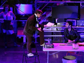 Actors Jake Flynn (left) and Joseph Coccimiglio (right) rehearse for the Arts Collective Theatre production of Rent. (Tyler Brownbridge / The Windsor Star)