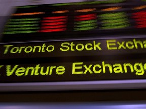 The TSX ticker is shown in Toronto on May 10, 2013.