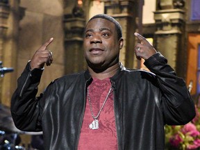 Comedian Tracy Morgan delivers the opening monologue on Saturday Night Live, Oct. 17, 2015.
