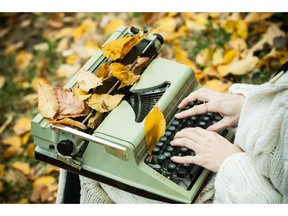 Typewriter outdoor with autumn leaves. Photo by fotolia.com.