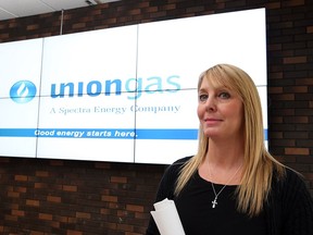 Andrea Seguin, district manager for Union Gas,  talks about the Union Gas job fair held at St. Clair College in Windsor, Ont. on Oct. 29, 2015.
