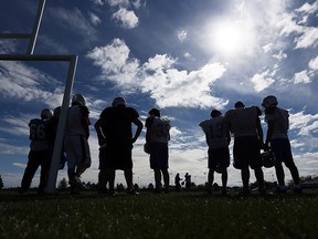 The Villanova Wildcats practice at Villanova High School in LaSalle on Thursday, October 1, 2015. The Seattle Seahawks Luke Willson has donated new uniforms to the team.