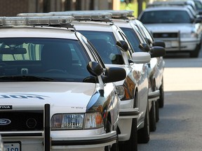 Windsor police cruisers are shown near the downtown headquarters in this file photo.