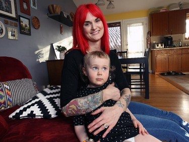 Colleen Bryant poses with her daughter Ollie Eldredge, 4, at their Windsor, Ont. home.