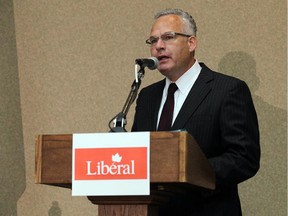 WINDSOR, ON. SEPTEMBER 30, 2015. --  Frank Schiller, from the Liberal Party of Canada, takes part in the Windsor-Essex Regional Chamber of Commerce federal election debate at the Caboto Club in Windsor on Wednesday, September 30, 2015.                                  (TYLER BROWNBRIDGE/The Windsor Star)