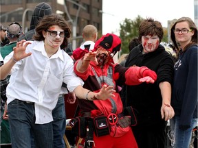 Mike Powell, Jill Needham, Brad Needham and Lisa Powell took part at the 2014 Zombie Chase in Windsor.