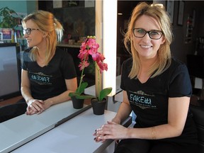 Felicia Doucet of FAKE it! Spray Tan and Beauty Bar on Erie Street East Tuesday Oct.  27, 2015.
