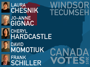 The candidates running in the riding of Windsor-Tecumseh are pictured in this illustration.