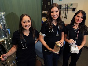 University of Windsor fourth-year nursing students Allison Sprague, left, Brittany Postma and Kimberly Salazar are taking their nursing knowledge to Costa Rica.