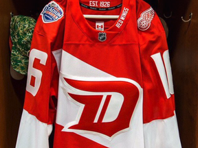 The Detroit Red Wings unveiled the jerseys that they'll wear for the 2016 NHL Stadium Series against the Colorado Avalanche at Coors Field in Denver Feb. 27. (Detroit Red Wings photo)