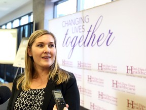 Jenniffer Clifford, a clinical social worker, speaks about bullying during a press conference to kick off Bullying Awareness and Prevention Week on Monday, Nov. 16, 2015.