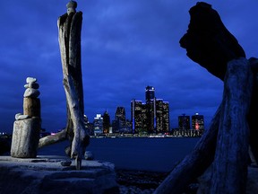 Driftwood and stone sculptures are seen along the riverfront in Windsor on Friday, November 6, 2015. The strange installations can been seen all along the river. (TYLER BROWNBRIDGE/The Windsor Star)