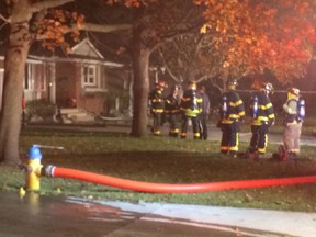 Windsor fire crews battle a blaze at 2420 Academy Dr. in Windsor on Tuesday, Nov. 17, 2015.