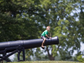 Ben Papak, 5, climbs a canon on display at Fort Malden in this August 2015 file photo.