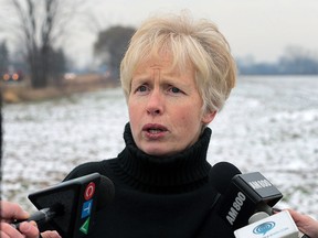 Philippa von Zeigenweidt from the Citizens for an Accountable Mega-Hospital Planning Process organization is shown on Tuesday, November 24, 2015, at the proposed project site in Windsor, ON. The group does not approve of the County Rd. 42 and 9th concession site.