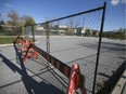 The south-side parking lot at the John McGivney Children's Centre is closed by the Ministry of Environment due to a methane gas leak, Saturday, Nov. 7, 2015.