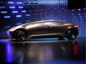 A Mercedes-Benz  F 015 autonomous driving automobile is displayed at the International Consumer Electronics Show on Jan. 5, 2015 in Las Vegas.