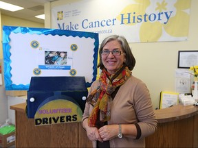 Portrait of Susan White who has been a volunteer driver for the Canadian Cancer Society Wheels of Hope program for seven years.