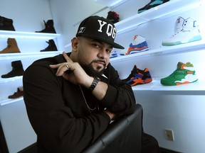 Ali Ahmed, owner and CEO of Pushers Collective, is photographed at the brand's retail headquarters at 487 Ouellette Ave. As well as selling streetwear, the location is equipped with a barber shop, print shop, and recording studio.