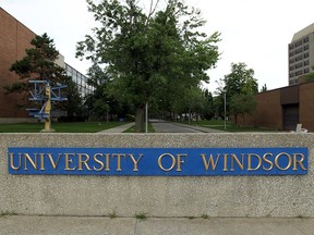 The University of Windsor sign is pictured on campus.