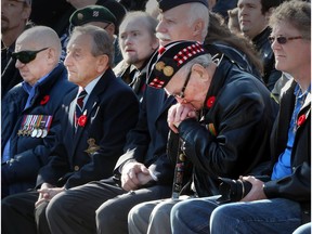 Veterans sit in the front row during the 2015 Remembrance Day Ceremony in downtown Windsor, Ontario on November 11, 2015.  (JASON KRYK/WINDSOR STAR)