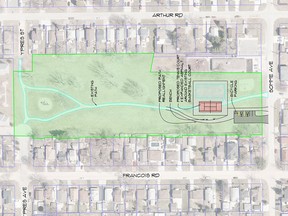 The site of a new tennis court in Ypres Park in Windsor.