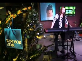 The S'Aints Kelly Authier performs Christmas (Baby Please Come Home) in the Windsor Star News Cafe in Day 10 of the 12 Days of Christmas.