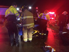 Emergency crews respond to a multi-vehicle crash at Howard Avenue and Alma Street in Amherstburg on Dec. 21, 2015.