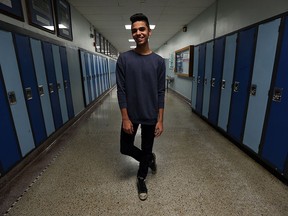 Amherstburg's Dante Scott, shown here in the halls of Walkerville Collegiate Institute, has joined the cast of the Family Channel's new show, Degrassi: Next Class. The show continues the Degrassi television tradition that began in 1979.