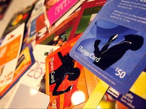 An assortment of gift cards are pictured in this file photo.