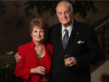 The Honourable Howard Pawley and his wife, Adele Pawley, attend the University of Windsor Political Science gala at the Caboto Club, Friday, Oct. 18, 2013.