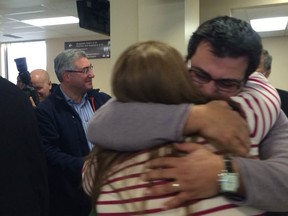 The first four refugees to arrive in Windsor were greeted by family at Windsor International Airport on Friday, Dec. 11, 2015.