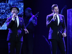 Clifton Murray and Victor Micallef (left) along with the rest of The Tenors perform at Caesars Windsor in Windsor on Tuesday, Dec. 22, 2015.