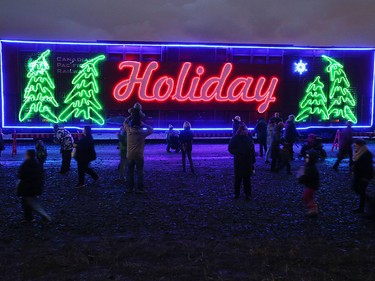 Hundreds of people turn out to see the CP Holiday Train at the CP rail yard in Windsor on Wednesday, Dec. 2, 2015.