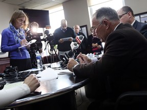Marty Komsa addresses a $2.3 million surplus on the WindsorEssex Economic Development Corporation books during a press conference at city hall in Windsor on Wednesday, Dec. 2, 2015.
