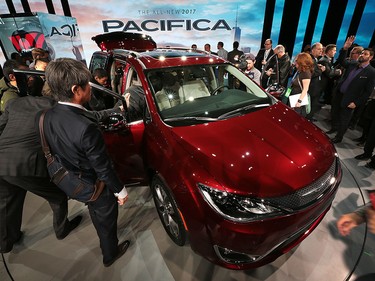 The 2017 Chrysler Pacifica is unveiled on Monday, Jan. 11, 2016, at the North American International Auto Show in Detroit, Mich.