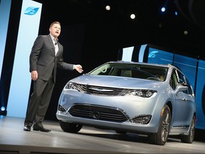 Tim Kuniskis of Chrysler introduces the 2017 Pacifica minivan hybrid at the North American International Auto Show on Jan. 11, 2016 in Detroit, Mich.