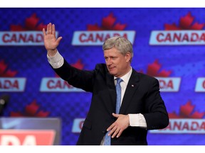 In this file photo, Prime Minister Stephen Harper reacts to losing the federal election at the Conservative HQ in Calgary on Oct. 19, 2015. Photo by Leah Hennel, Calgary Herald.