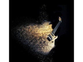 Electric guitar with fusin effect natural wood Photo by fotolia.com.