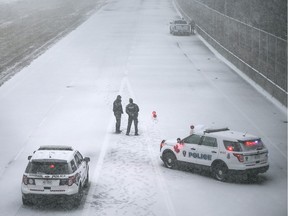 Windsor police investigate after a man in his forties was fatally struck by a vehicle on E.C. Row Expressway east bound after the Dominion Rd., on-ramp, Sunday, Jan. 10, 2015.