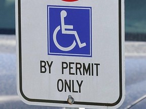 A file photo of a handicapped parking sign.