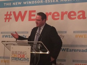 Essex MPP Taras Natyshak speaks at a press conference supporting the proposed mega hospital on Monday, Jan. 25, 2016.
