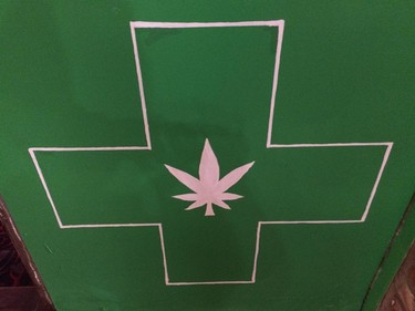 Close-up of a sign at Higher Limits cannabis vapour lounge in downtown Windsor.
