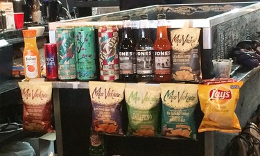 A variety of snacks for sale at Higher Limits cannabis vapour lounge in downtown Windsor.