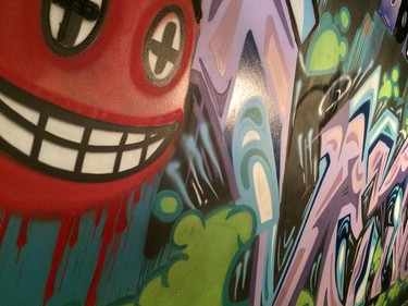 Detail of a mural at Higher Limits vaping lounge in downtown Windsor.