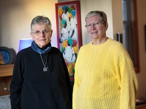 Retired nuns Joan Tinkess, 82, (L) and Mary Tiner, 80, are shown on Jan. 6, 2016, in Windsor, Ont. They travel to the Dominican Republic each year to work with the poor. This past summer, they and a group of Windsor friends raised enough money to buy one local woman a cow.