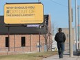 A billboard is shown on University Avenue West in Windsor, Ont. on Monday, Jan. 25, 2016, which is part of the City of Windsor and town of Tecumseh's campaign to urge local charities to opt out of the class action lawsuit involving bingo fees.