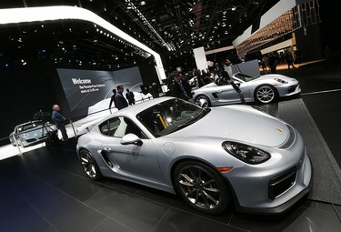 The Porsche display on Monday, Jan. 11, 2016, at the North American International Auto Show in Detroit, Mich.