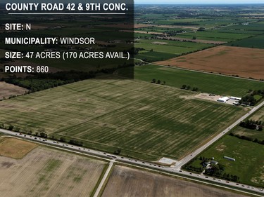 The second highest scoring site was at County Road 42 and the 9th Concession in Windsor, Ont. The site was submitted by Shawn O'Keefe and scored 860 points.